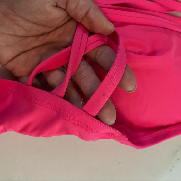 New La Blanca Hot Pink Solid Multistrap Cross Back Maillot One Piece Swimsuit - Picture 9 of 11